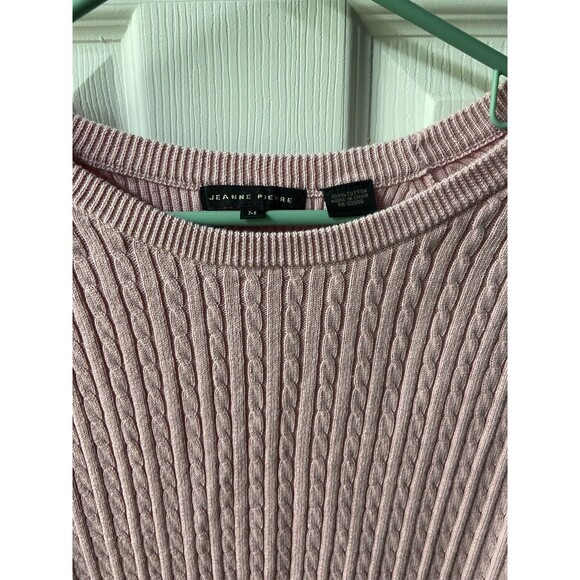 Jeanne Pierre  Sweater Medium Pink Round Neck Pullover Ribbed Class Capsule - Picture 2 of 5
